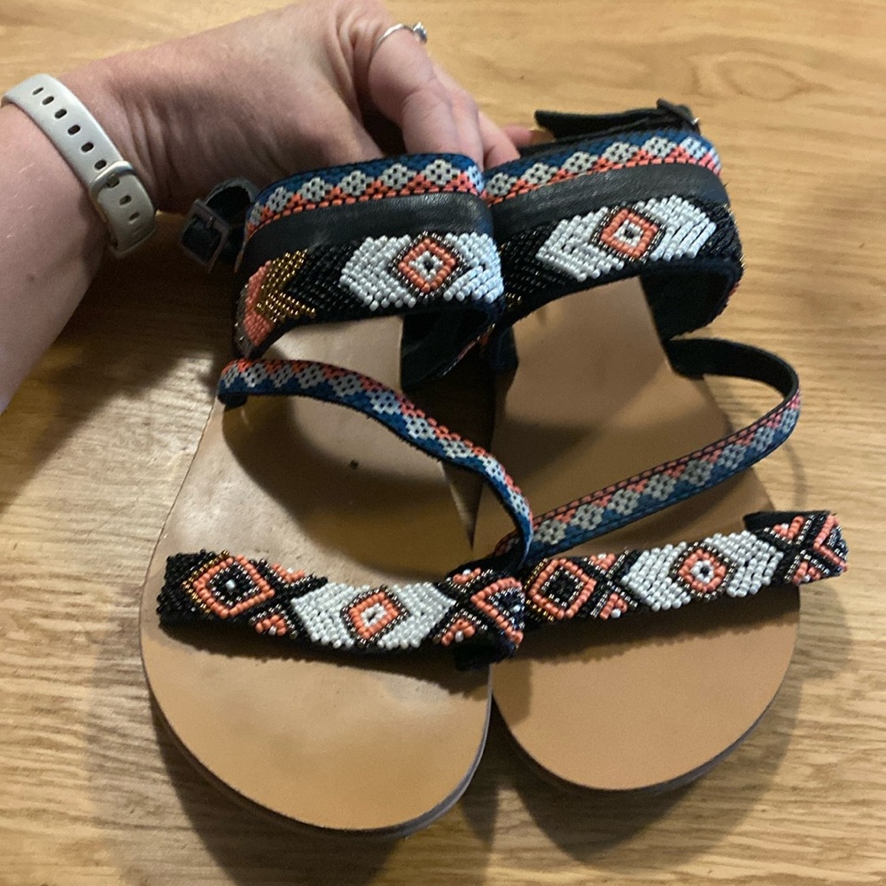 Papaya beaded sandals